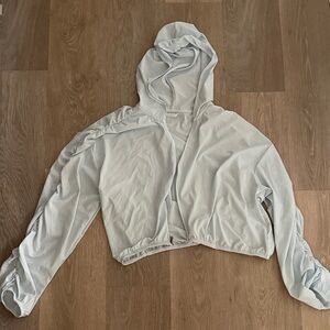 Ptula light blue ruched sleeve windbreaker
